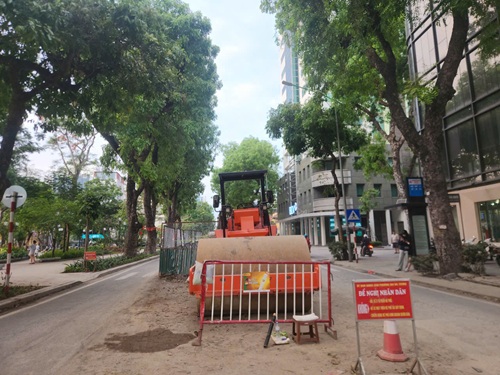 Dự án cống thoát nước trên đường Quang Trung, Hà Nội. Ảnh Minh Hạnh