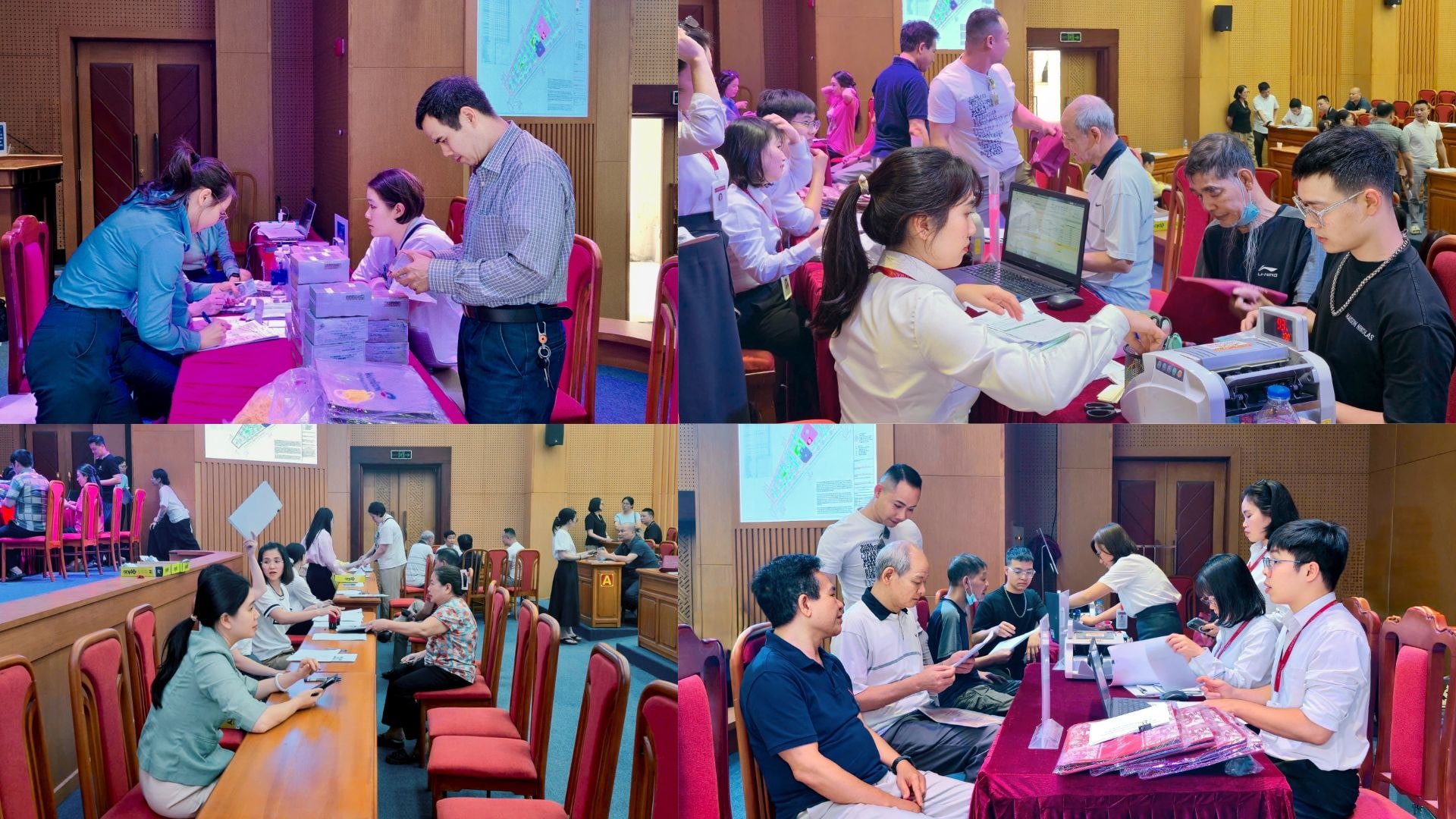 Phường Thanh Xuân tổ chức chi trả tiền bồi thường, hỗ trợ, tái định cư cho người dân thuộc dự án Vành đai 2.5. Ảnh: PV