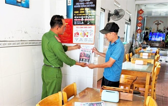 Công an phường ở Lâm Đồng lan tỏa thông điệp “Đã uống rượu, bia - không lái xe”