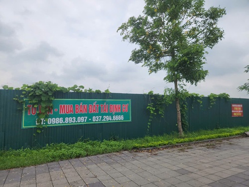 Loạt biển quảng cáo đất tái định cư ở Thư Lâm. Ảnh: Minh Hạnh