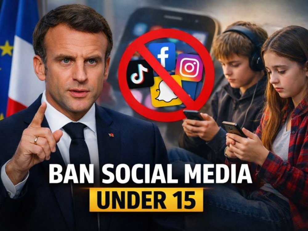 Tổng thống Pháp Emmanuel Macron tin rằng nước này phải sớm hành động để bảo vệ trẻ em khỏi tác hại của mạng xã hội. Ảnh: Newsx anh-3.jpg