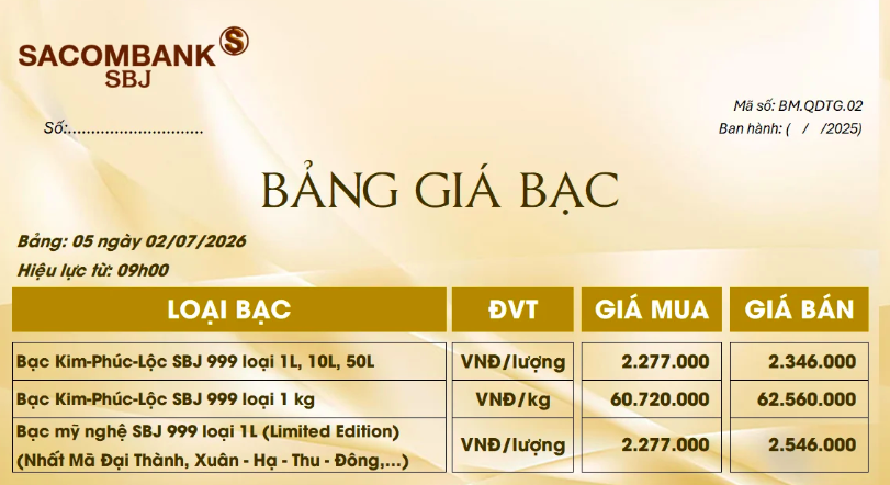 Giá bạc ngày 2/7: Bạc thế giới phục hồi mạnh, bạc trong nước biến động trái chiều