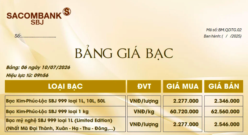 Giá bạc ngày 10/7: Bạc thế giới và trong nước cùng đi lên