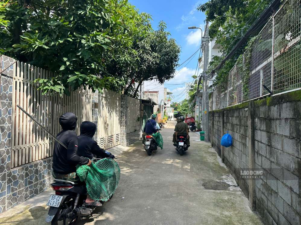 Tổ bắt chó thả rông không rọ mõm của UBND xã Nhà Bè ra quân tại các tuyến hẻm trên địa bàn. Ảnh: Minh Tâm