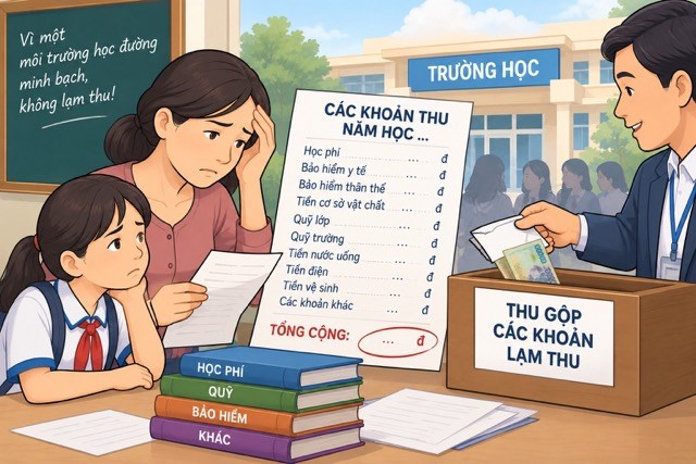 Phụ huynh kiến nghị Bộ GDĐT hướng dẫn cơ chế thanh toán hoạt động tập thể, làm rõ trách nhiệm của nhà trường và Ban đại diện cha mẹ học sinh. Ảnh có sử dụng AI