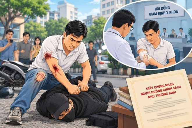 Dũng cảm ngăn chặn tội phạm, bị thương mức nào được xem xét công nhận thương binh?