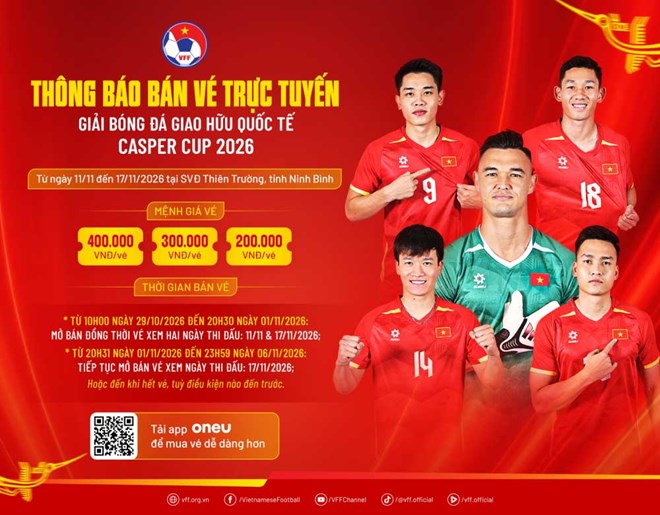 Vé xem tuyển Việt Nam đá giao hữu tháng 11 cao nhất là 400.000 đồng