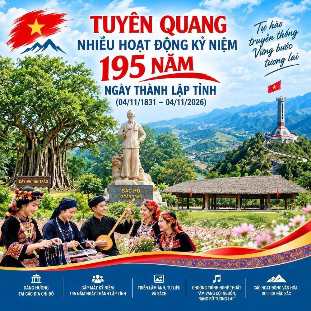 Chuỗi hoạt động kỷ niệm 195 năm Ngày thành lập tỉnh (04/11/1831 - 04/11/2026). Ảnh: Sở VHTT&DL Tuyên Quang anh-dai-dien-tlt.jpg